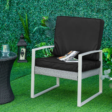 2 Piece Garden Chair Cushions with 1 Seat Cushion 1 Back Pad for Rattan Sofa Chair, Outdoor Seat Pads for Indoor and Outdoor Use, Black