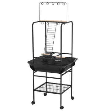 Steel Bird Table, Bird Feeder stand, with Perches, Stainless Steel Feed Bowls, Trays - Dark Grey