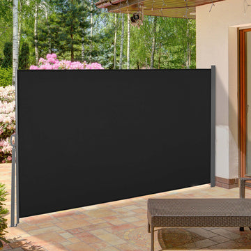 Retractable Sun Side Awning Screen Fence Patio Garden Wall Balcony Screening Panel Outdoor Blind Privacy Divider (3x1.6M, Black)