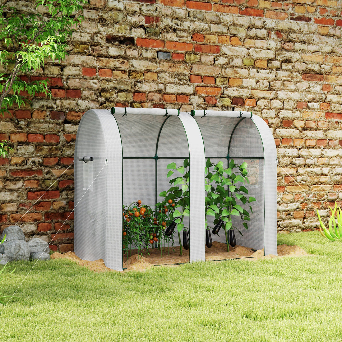 94 x 185cm Mini Two-Room Greenhouse - White