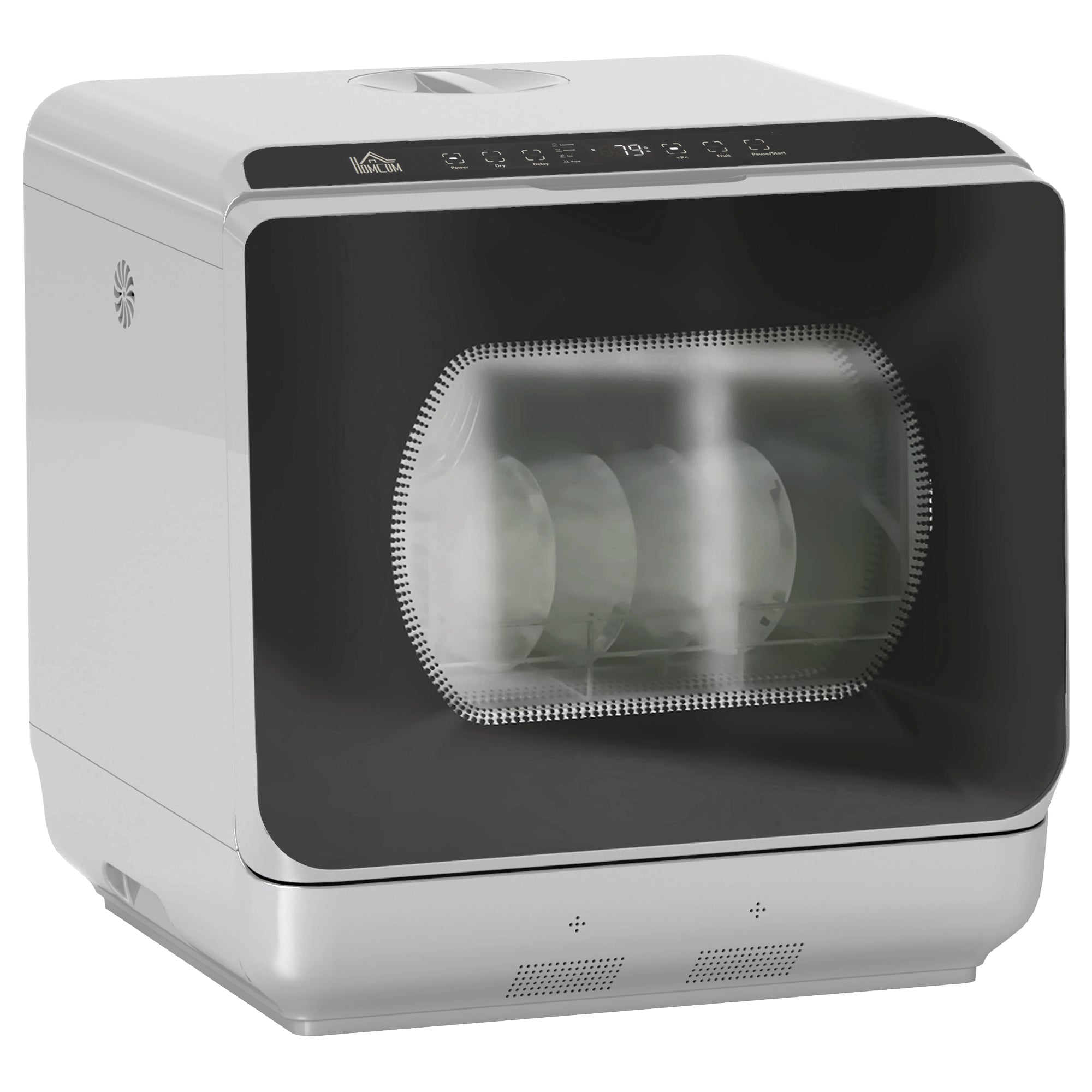 Table Top Dishwasher, Mini Countertop Dishwasher with Built-in 6L Water Tank, 6 Programs, Touch Control, LED Display, 4 Place Settings, Dual Water Supply and Fruit Wash Mode, Silver Tone