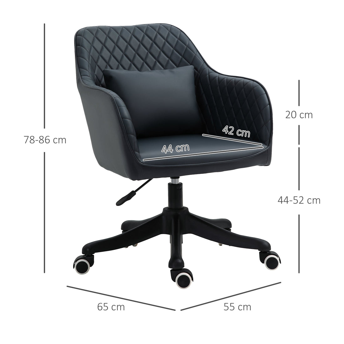 Velvet Office Chair, Desk Chair, Makeup Vanity Chair with Massage Lumbar Pillow and Rolling Wheels for Bedroom and Home, Deep Blue