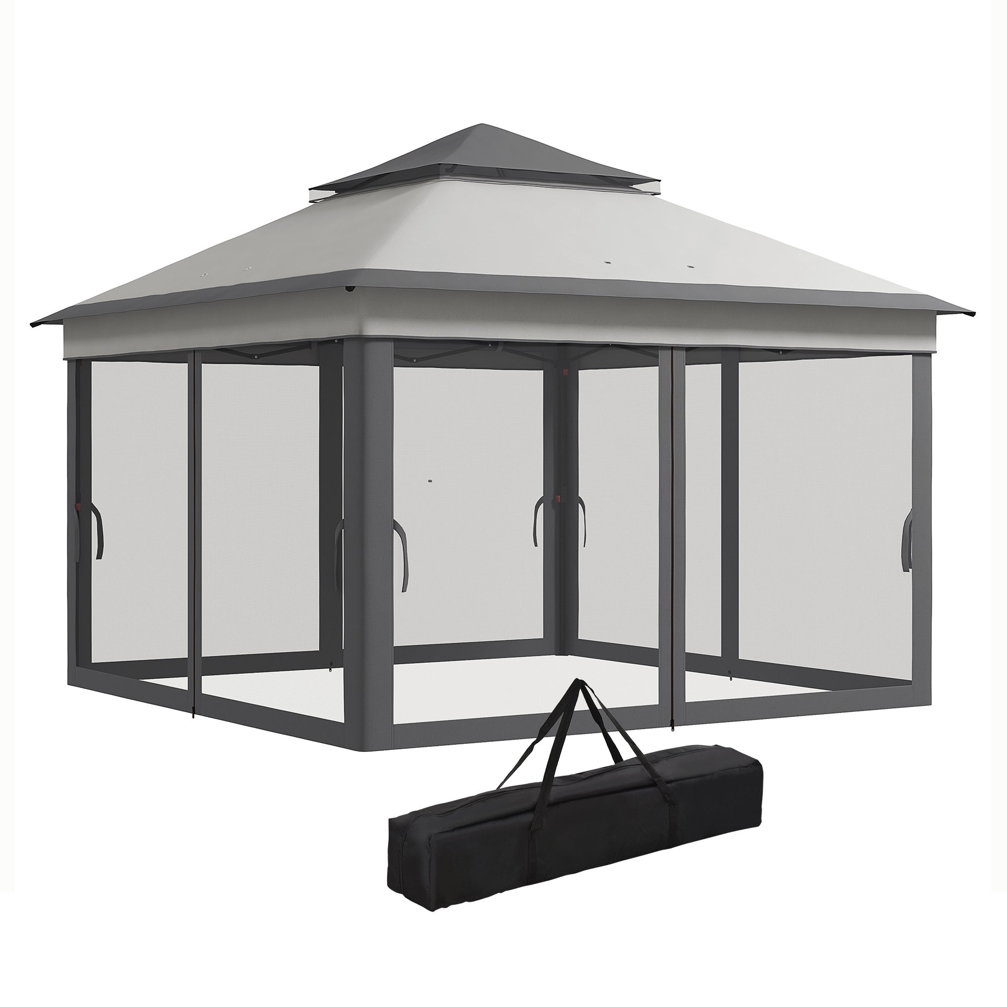 3 x 3(m) Pop Up Gazebo, Height Adjustable Instant Event Shelter with Netting and Carrying Bag, Grey