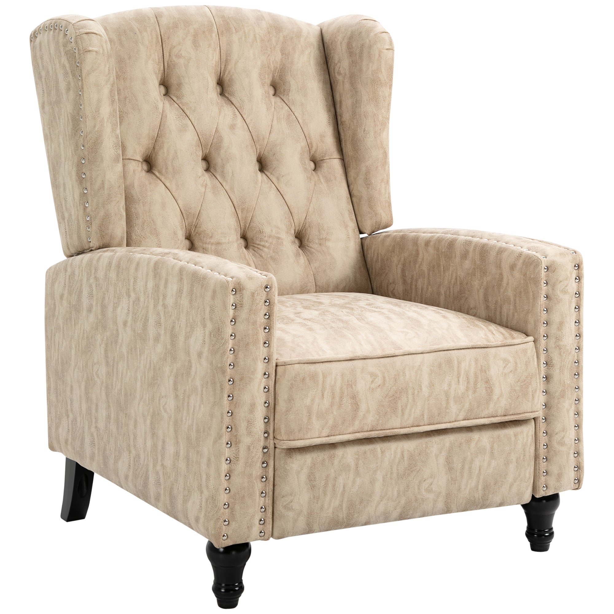 Chesterfield-Style Reclining Armchair - Beige