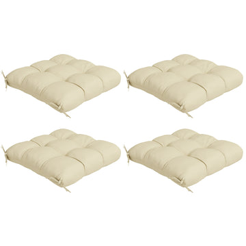 4-Piece Seat Cushion Pillows Replacement, Patio Chair Cushions Set with Ties for Indoor Outdoor, Beige
