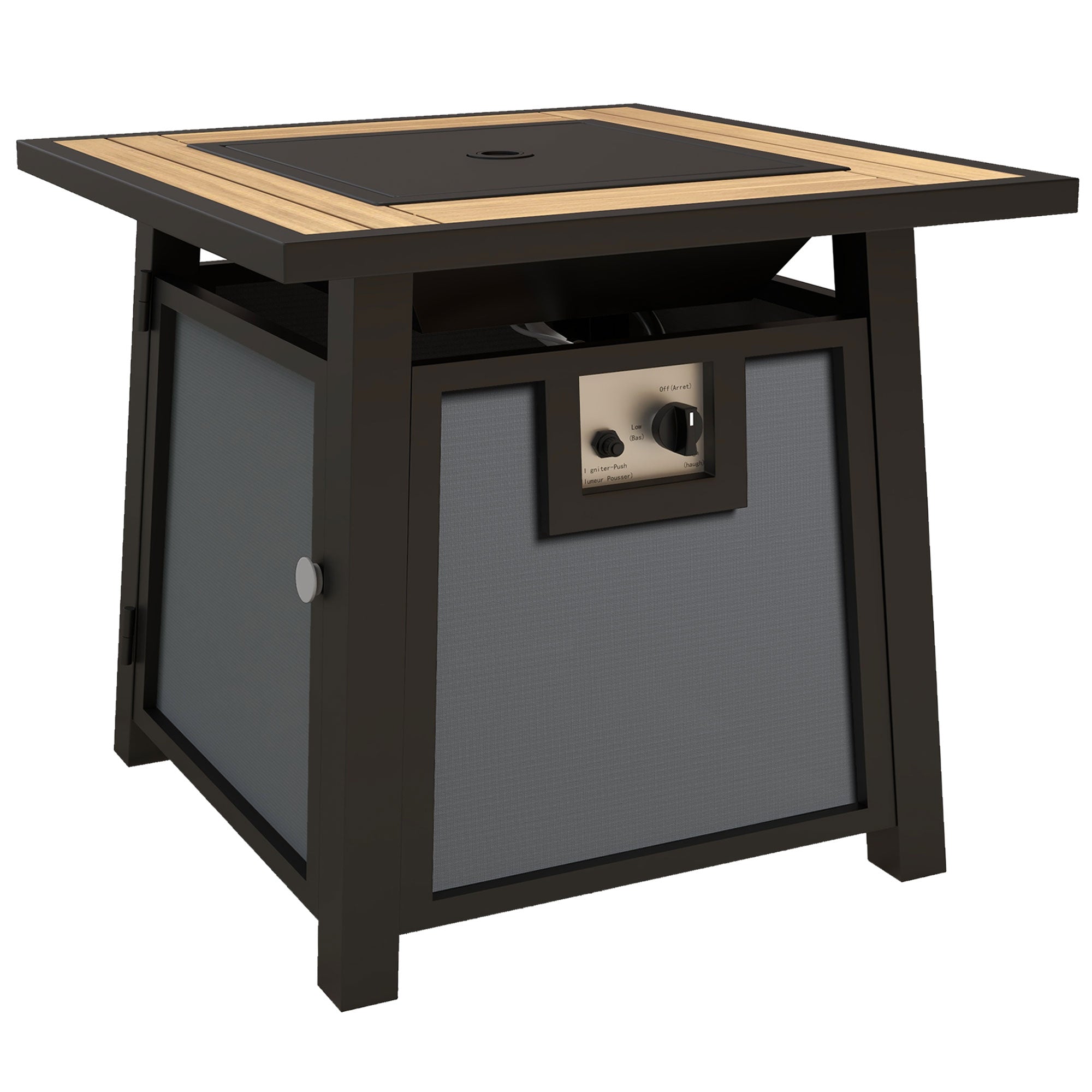 71 x 71cm 50,000 BTU Gas Fire Pit Table with Cover - Grey