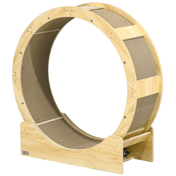 Cat Wheel with Brake, Scratching Pads - Oak Tone