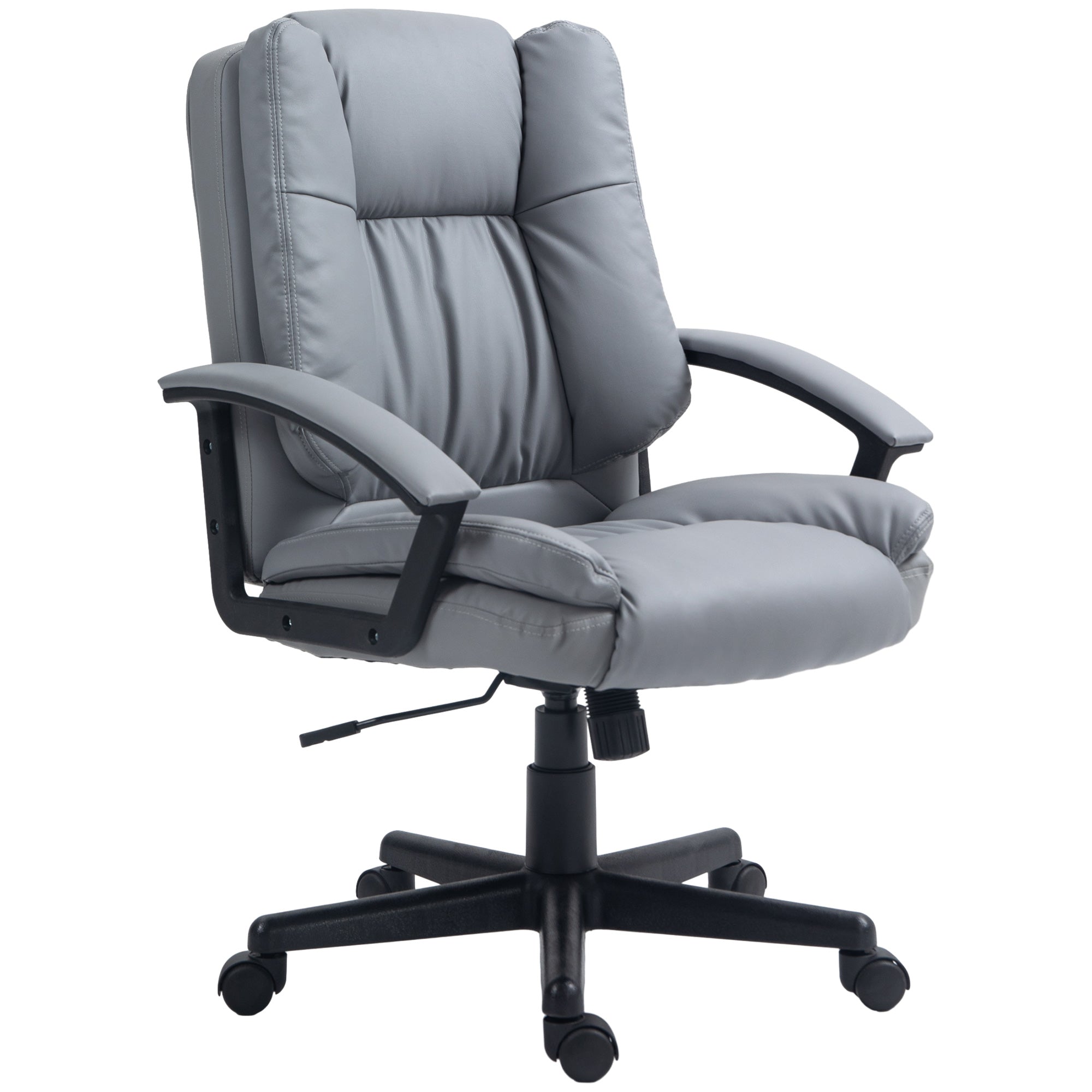 Office Chair, Computer Desk Chair, Mid Back Executive Chair with Adjustable Height and Swivel Rolling Wheels for Home Study, Light Grey