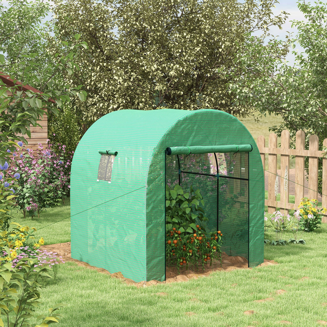 180 x 180cm Walk-In Polytunnel Greenhouse - Green