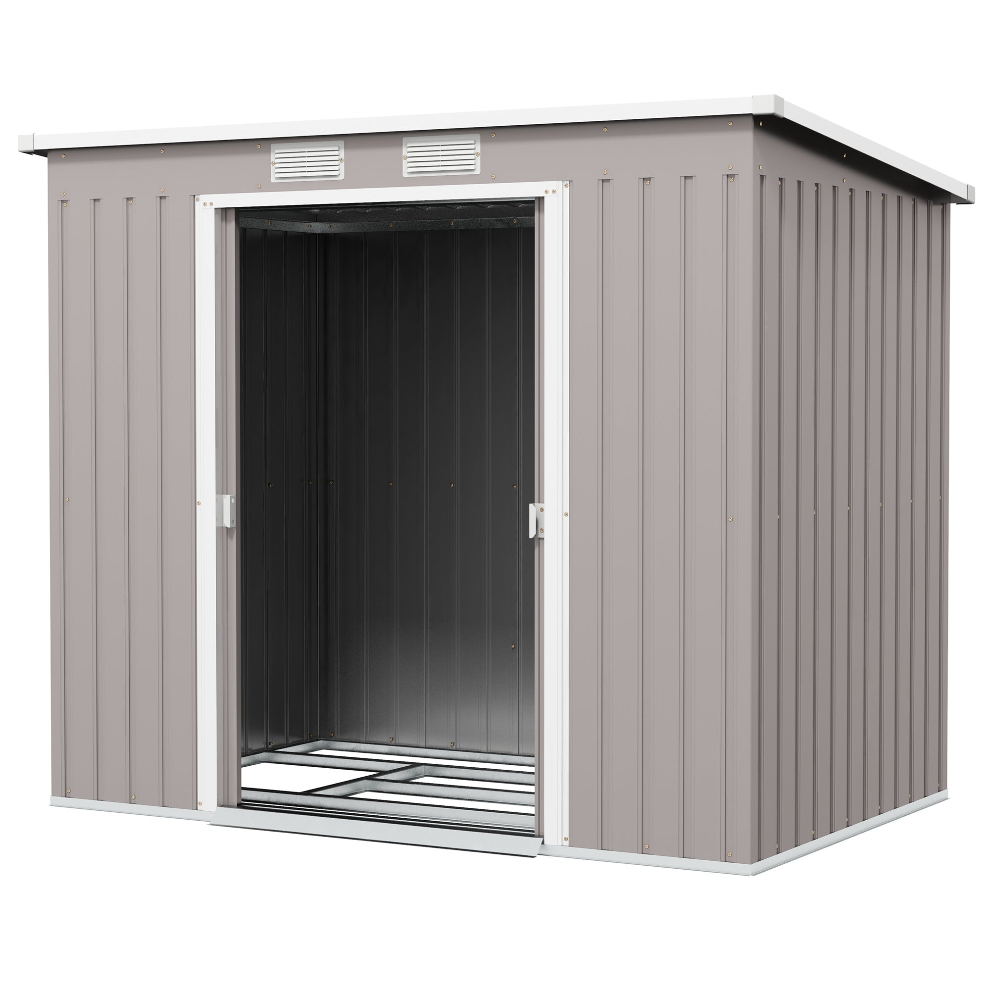 7 x 4ft Galvanised Steel Garden Shed, with Foundation Kit - Grey