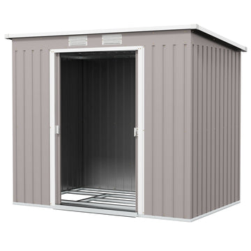 7 x 4ft Galvanised Steel Garden Shed, with Foundation Kit - Grey