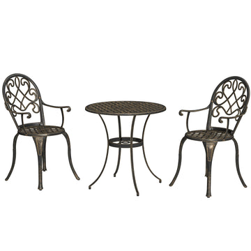 Three-Piece Elegant Aluminium Garden Set - Bronze Tone