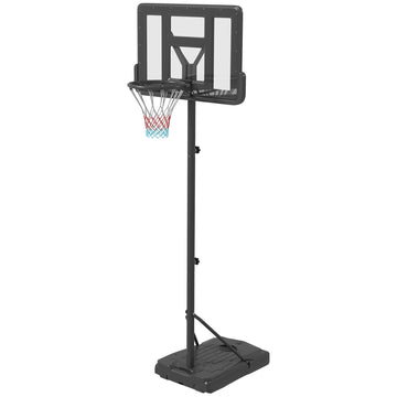 SPORTNOW Height Adjustable Basketball Stand Net Set System, Freestanding Basketball Hoop and Stand w/ Wheels, 200-305cm - Black