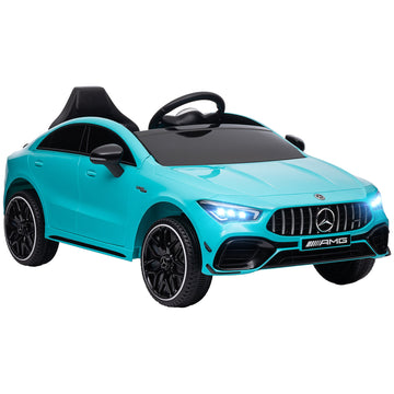 Mercedes-Benz AMG CLA 45 Licensed 12V Kids Electric Car Ride on Car w/ Remote, Suspension Lights Music Horn - Light Blue