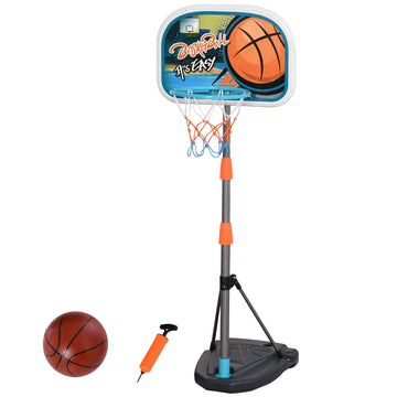 Kids Basketball Hoop and Stand Portable Basketball Stand Set w/ Ball Pump Netting Backboard Adjustable Height from 126 cm to 158 cm