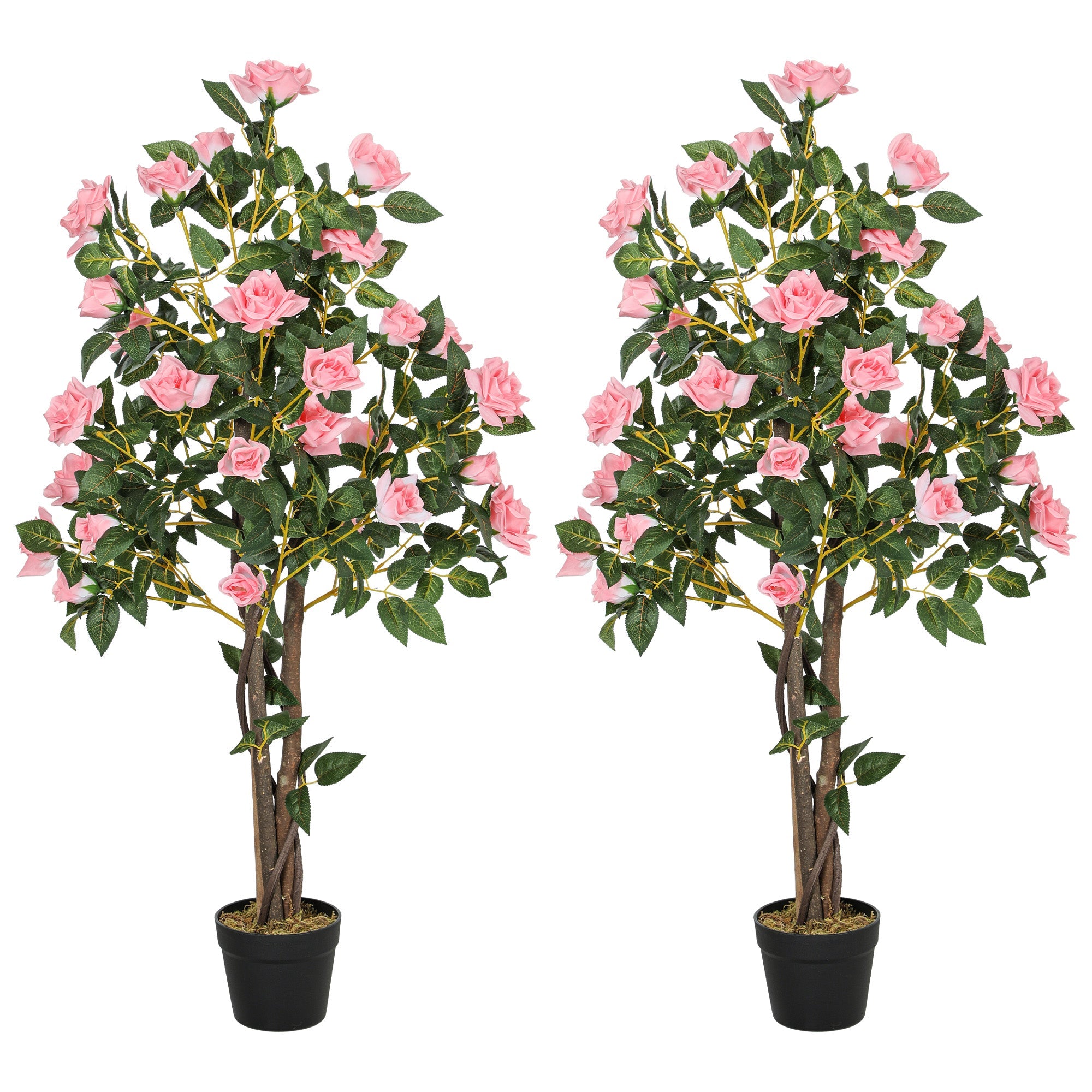 Set of Two Faux Rose Plants, with Pots