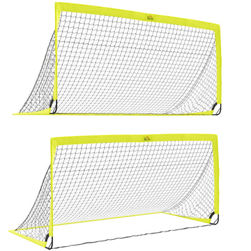 Two Football Goal Nets, Foldable Outdoor Sport Training Equipment, for Teens, Adults, with Carrying Bag, Yellow