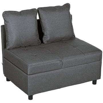 Convertible Single Sofa Bed with Thick Padded Seat, 3-in-1 Multi-Functional Sleeper Chair Bed with Magazine Pocket, for Living Room, Grey