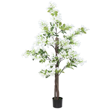 Artificial Plants Honeysuckle Flower in Pot Fake Plants with Curved Boots for Indoor Outdoor 15x15x150cm White