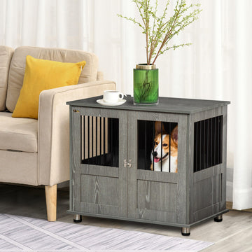 Dog Crate Table for Medium and Large Dogs with Magnetic Door for Indoor Use, 85 x 55 x 75 cm, Grey