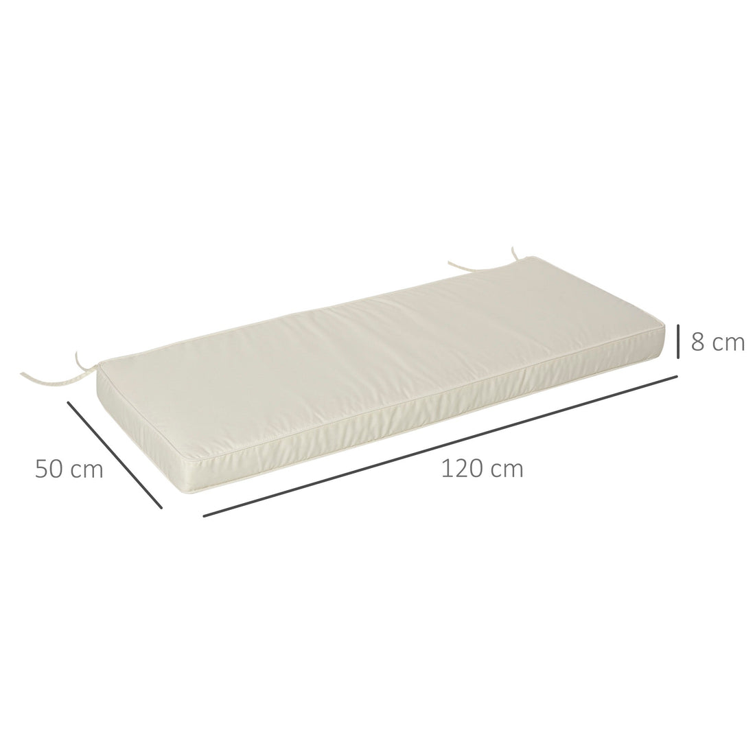Garden Bench Cushion 2 Seater Loveseat Seat Pad for Patio Swing Furniture for Indoor & Outdoor Use, 120 x 50 x 8 cm, Cream White