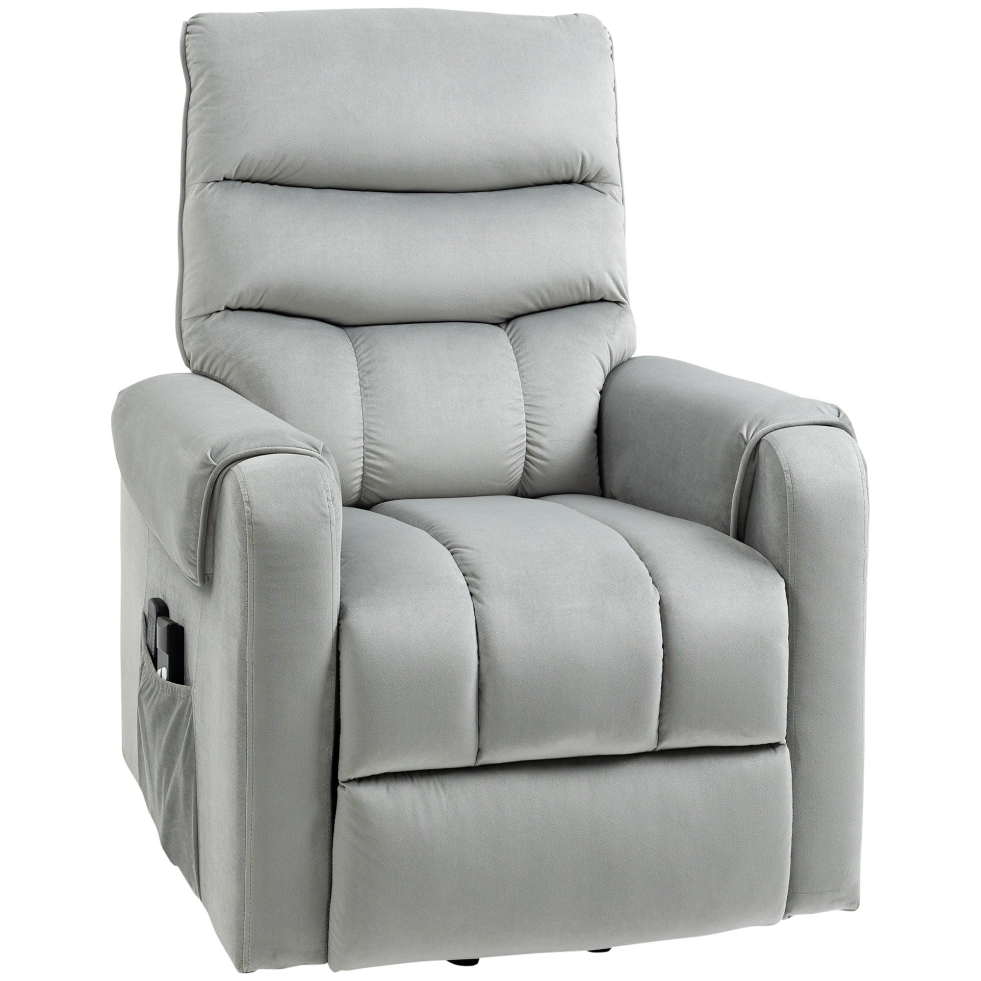 Vibration Massage Rise and Recliner Chair, Electric Power Lift Recliner with Remote Control and Side Pockets, Grey