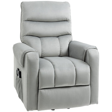 Vibration Massage Rise and Recliner Chair, Electric Power Lift Recliner with Remote Control and Side Pockets, Grey
