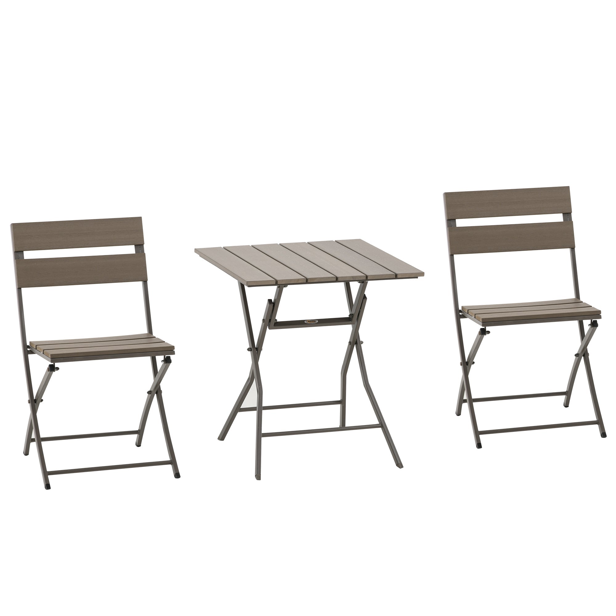 3 Piece Foldable Garden Bistro Set Patio Furniture Set with Table and 2 Chairs for Conservatory Balcony Terrace, Grey