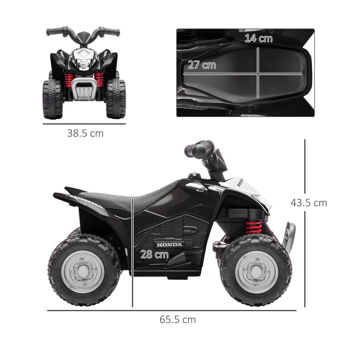 Honda Licensed Kids Electric Quad Bike, 6V ATV Ride On for Ages 1.5-3 Years, Black