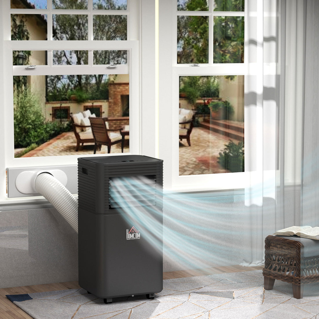 7000 BTU 4-In-1 Portable Air Conditioner Unit Cooling Dehumidifying Ventilating for Room up to 15m², with Fan, Remote, 24H Timer, Window Mount Kit, R290, A Energy Efficiency