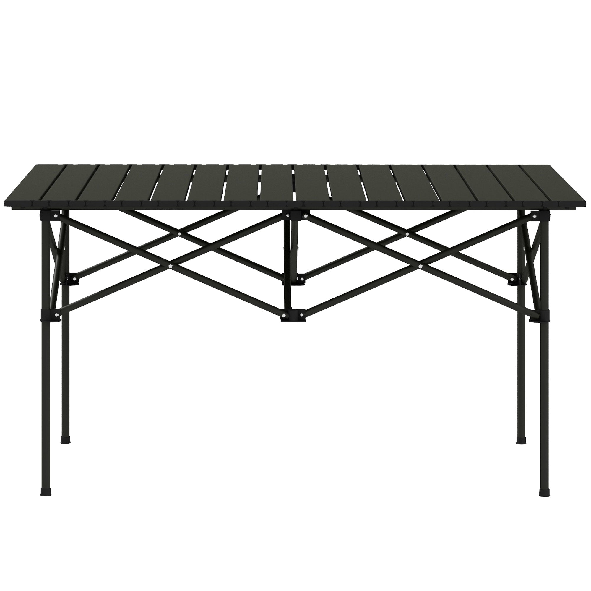 Two-Seater Portable Aluminium Table, with Roll-Up Tabletop and Bag - Black