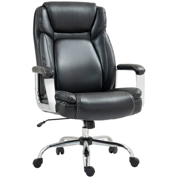 Ergonomic Office Chair, Heavy Duty Faux Leather Desk Chair with Tilt Function, Adjustable Height, 227kg 500LBS Swivel Computer Chair for Home Study, Black