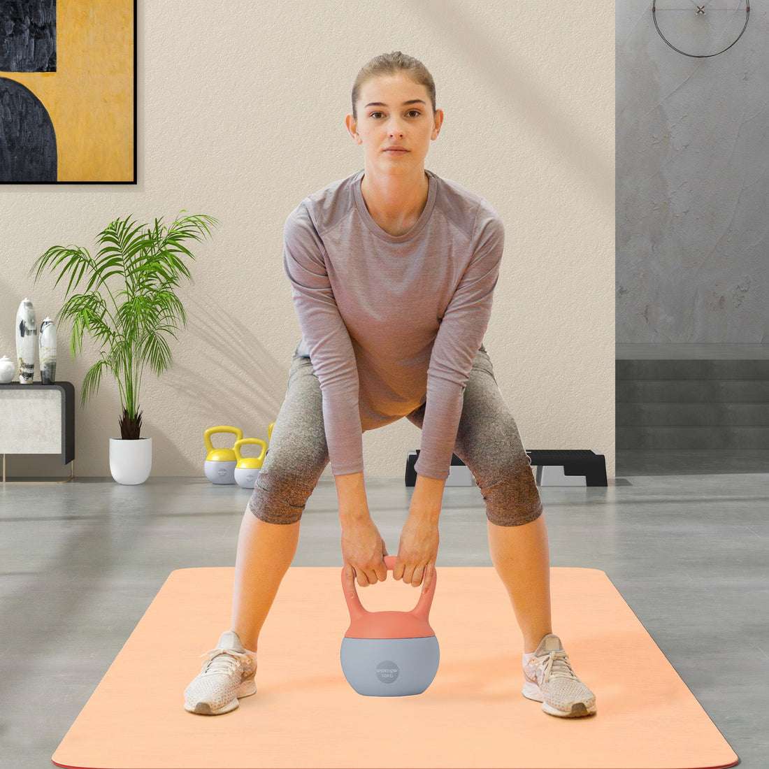 SPORTNOW 10KG Soft Kettlebell, Kettle Bell with Non-Slip Handle for Home Gym, Weight Lifting, Strength Training, Orange/Grey