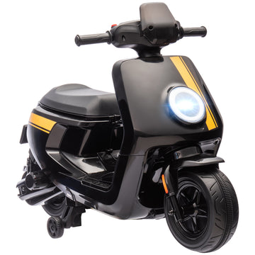 6V Ride on Motorbike, Kids Electric Motorbike w/ Headlights, Music, Training Wheels, for Ages 18-36 Months, Black