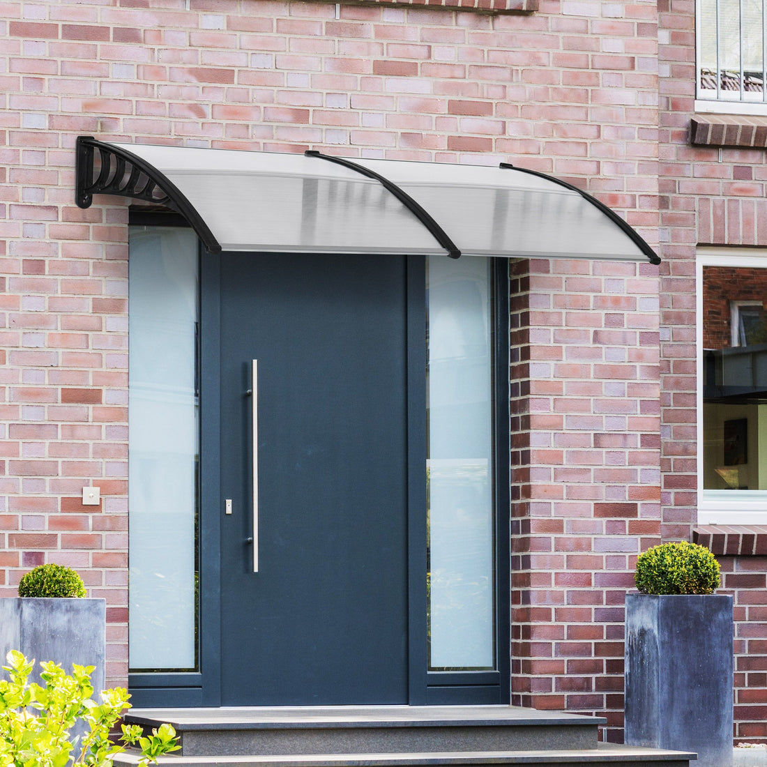 Front Door Canopy, Outdoor Awning, 200 x 96cm Rain Shelter for Window, Porch and Front/Back Door, Clear