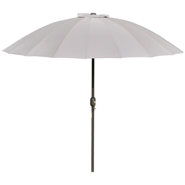 2.5m Tilting Parasol, with Pleated Canopy - Light Grey