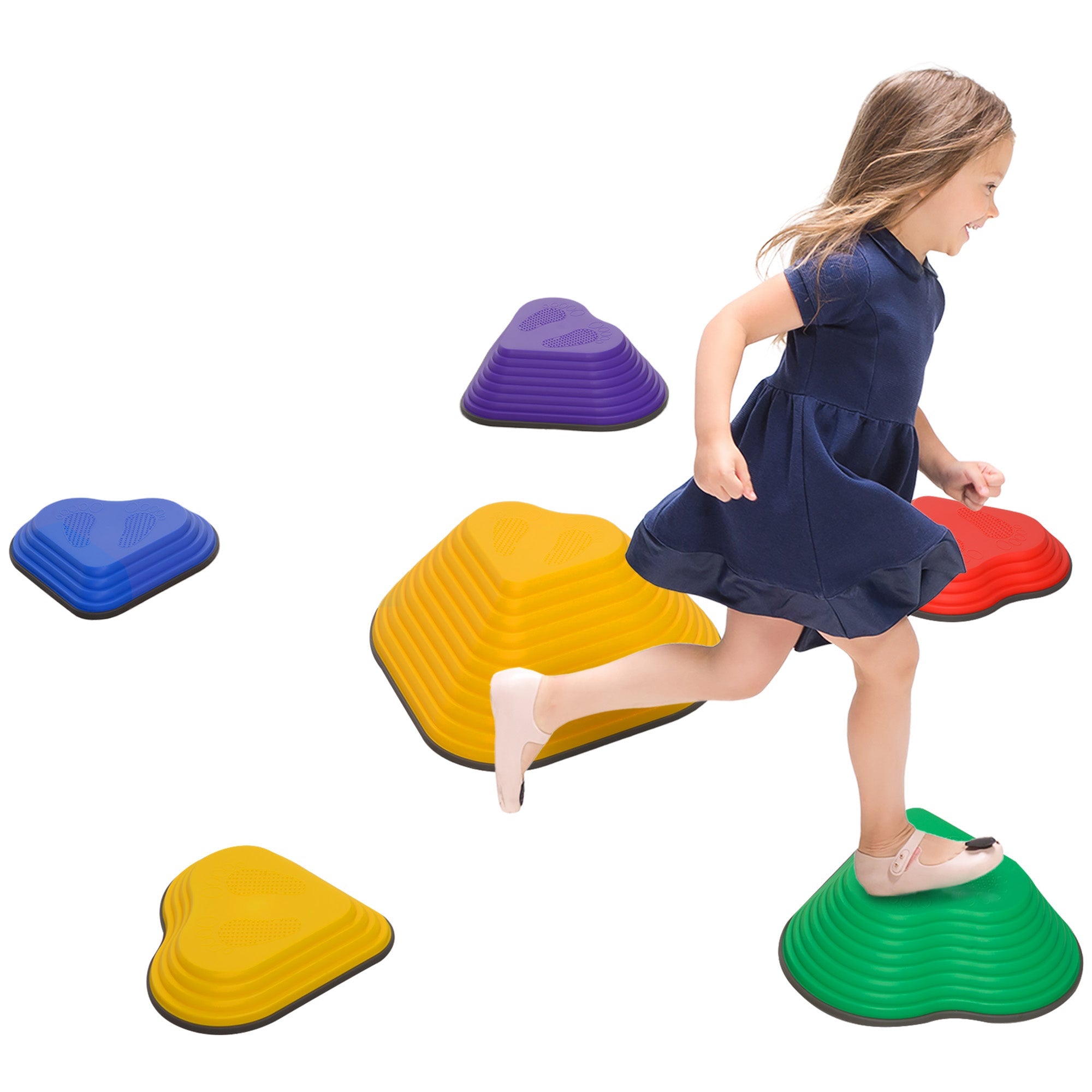 6-Piece Heart-Shaped Kids Balance Stepping Stones and Motor Skills, Multicoloured