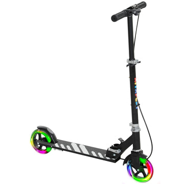 Scooter for Kids Aged 3-8 Years, with Adjustable Handle, Two Light Up Wheels, Handbrake, Rear Brake, Black