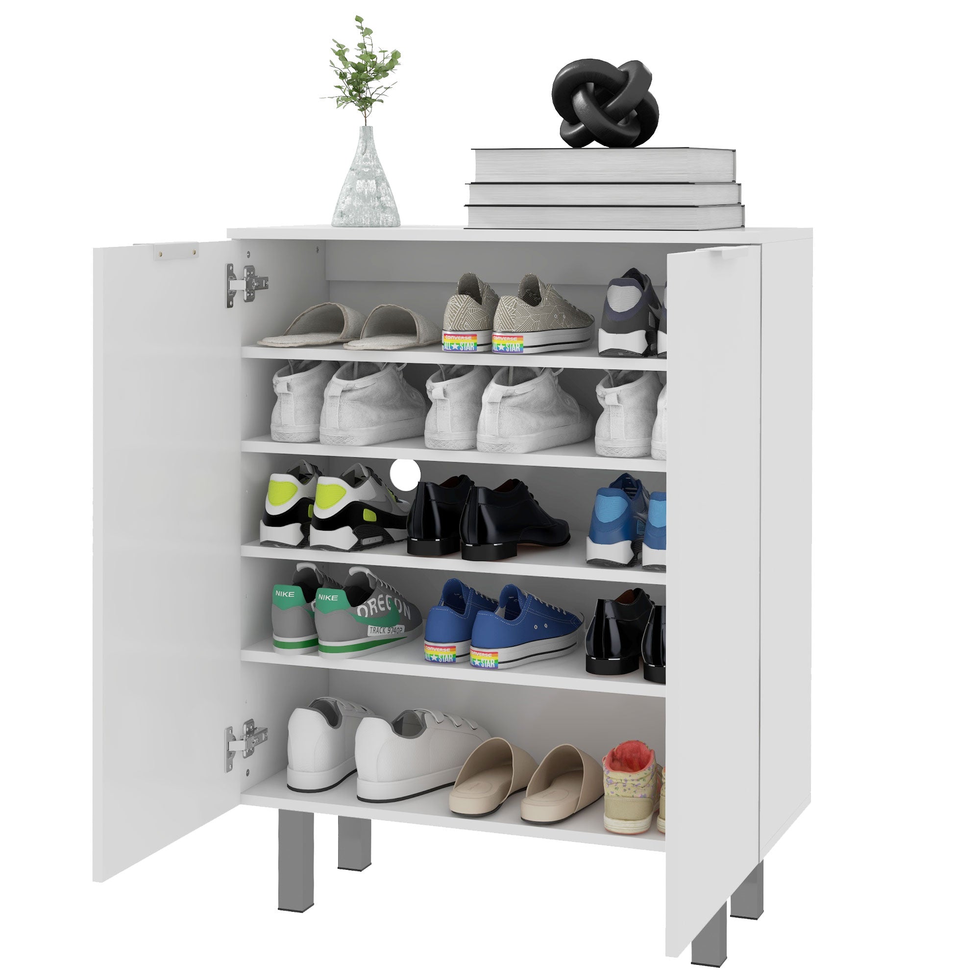 Five-Shelf Shoe Storage Cupboard - White