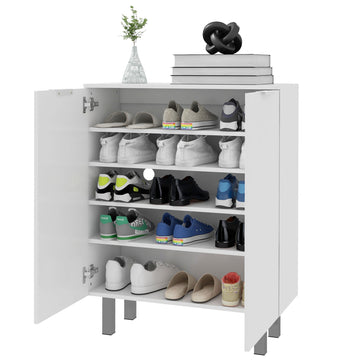 Five-Shelf Shoe Storage Cupboard - White