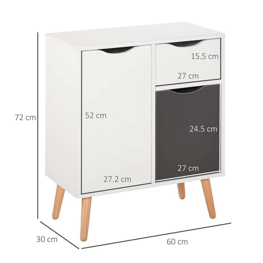 Sideboard Floor Cabinet Storage Cupboard with Drawer for Bedroom, Living Room, Entryway, Grey
