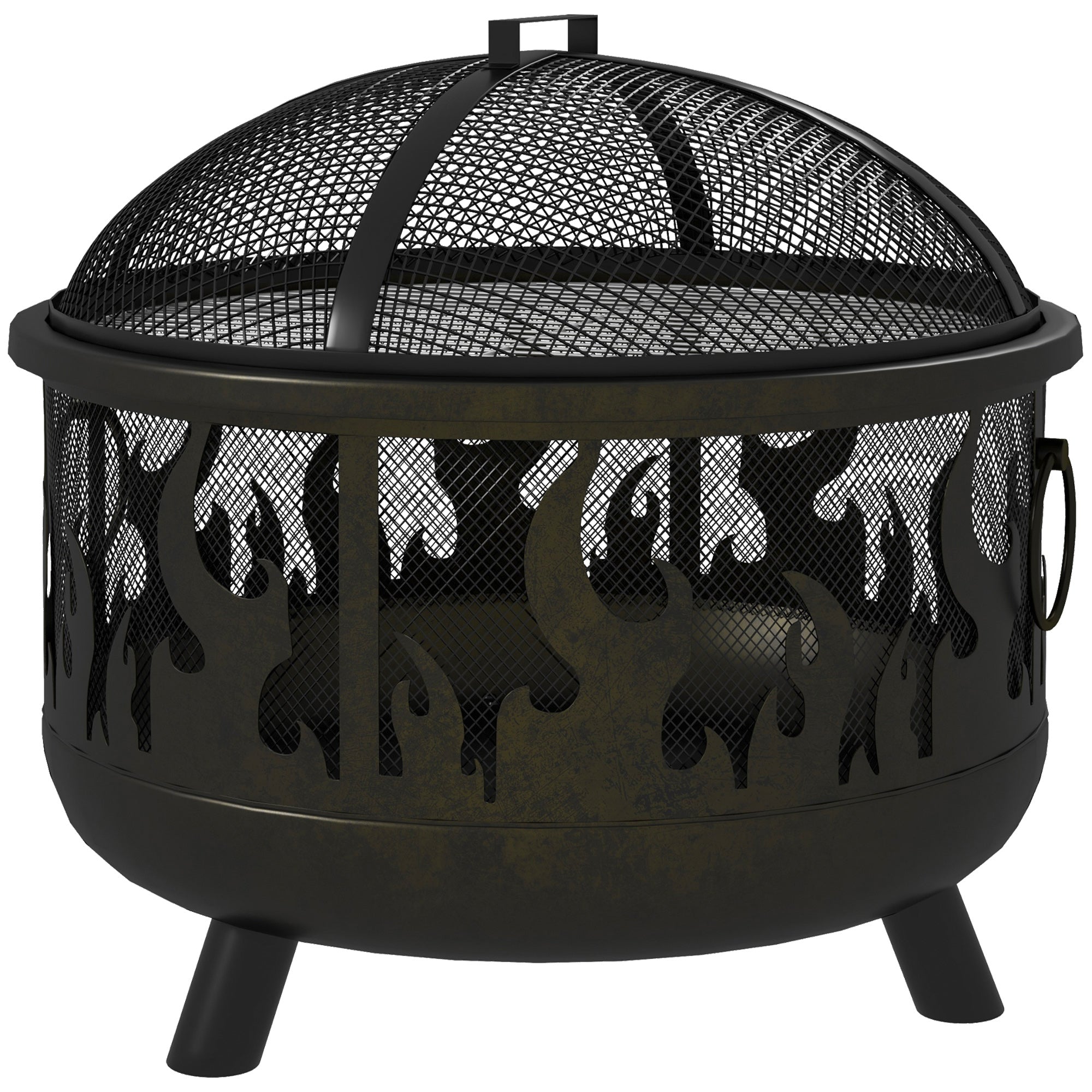 Steel Fire Pit BBQ, with Poker - Black