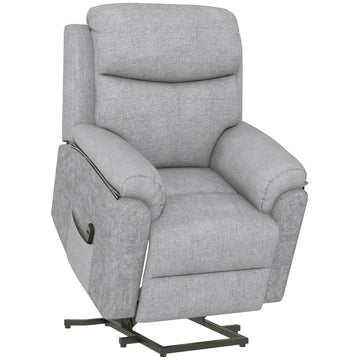 Power Lift Recliner Chair, Electric Lift Chair for Elderly, Overstuffed Linen Fabric Riser and Reclining Armchair with Remote Control, Side Pockets, for Living Room, Grey