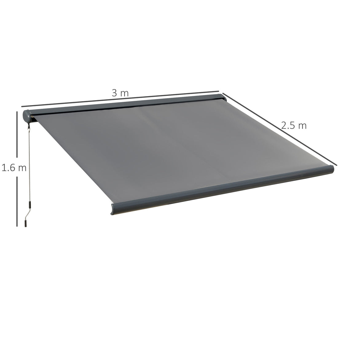 3 x 2.5m Electric Awning with Remote Controller, Aluminium Frame DIY Retractable Awning, UV50+ Sun Shade Canopy for Garden Patio Deck Door Window, Grey