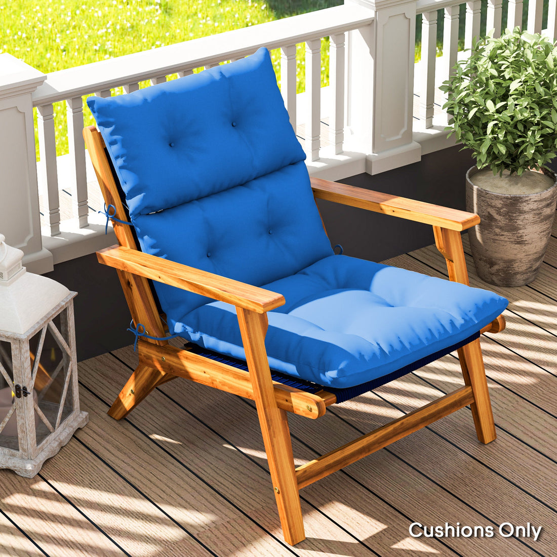 115 x 56cm Rocking Chair Padded Seat Cushion - Blue