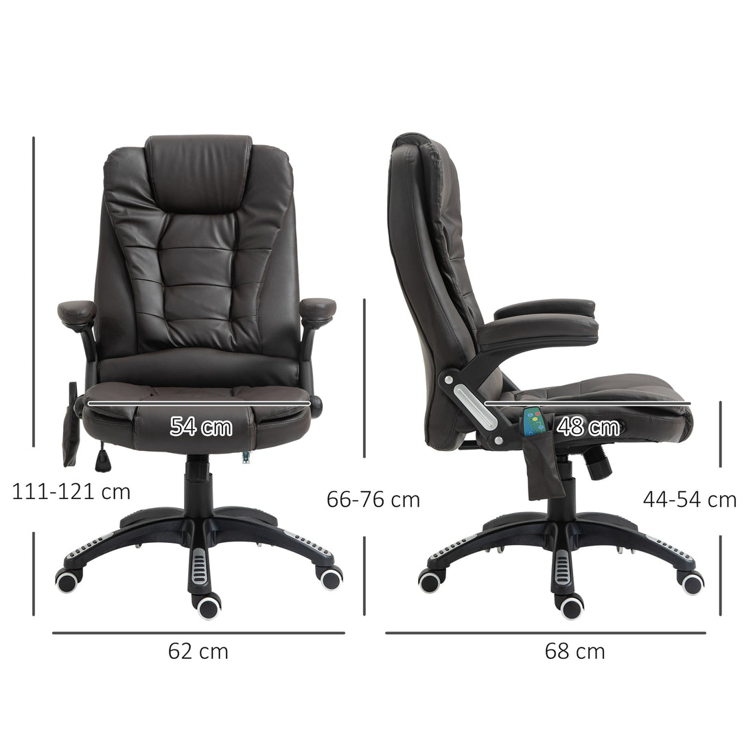 Executive Office Chair with Massage and Heat, High Back PU Leather Massage Office Chair with Adjustable Height, Brown