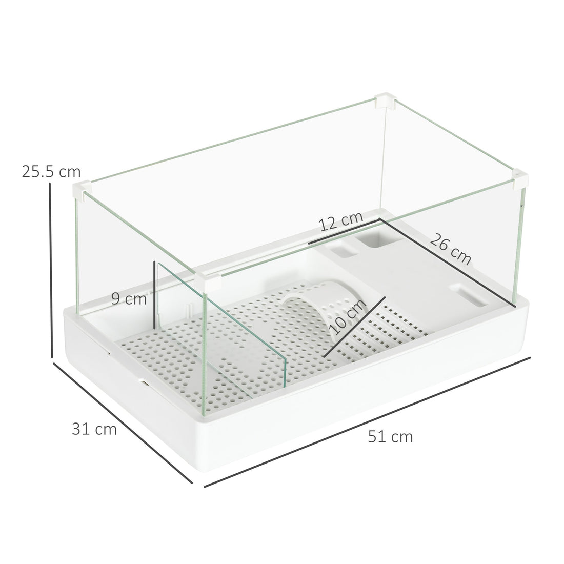 Turtle Tank, Aquarium Glass Tank w/ Basking Platform, Filter Layer