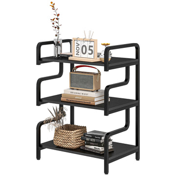 3-Tier Printer Stand with Storage Shelves, Printer Table, 55 x 40 x 77cm Printer Shelf for Home Office, Study, Black
