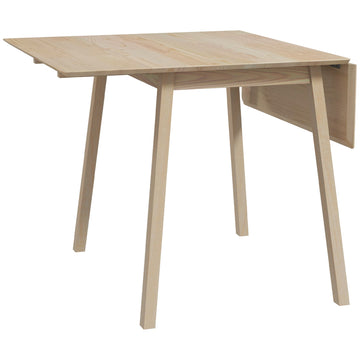 Solid Wood Folding Dining Table, Drop Leaf Table for 2-4 People, Rectangle Kitchen Table for Small Space, Natural Wood Finish