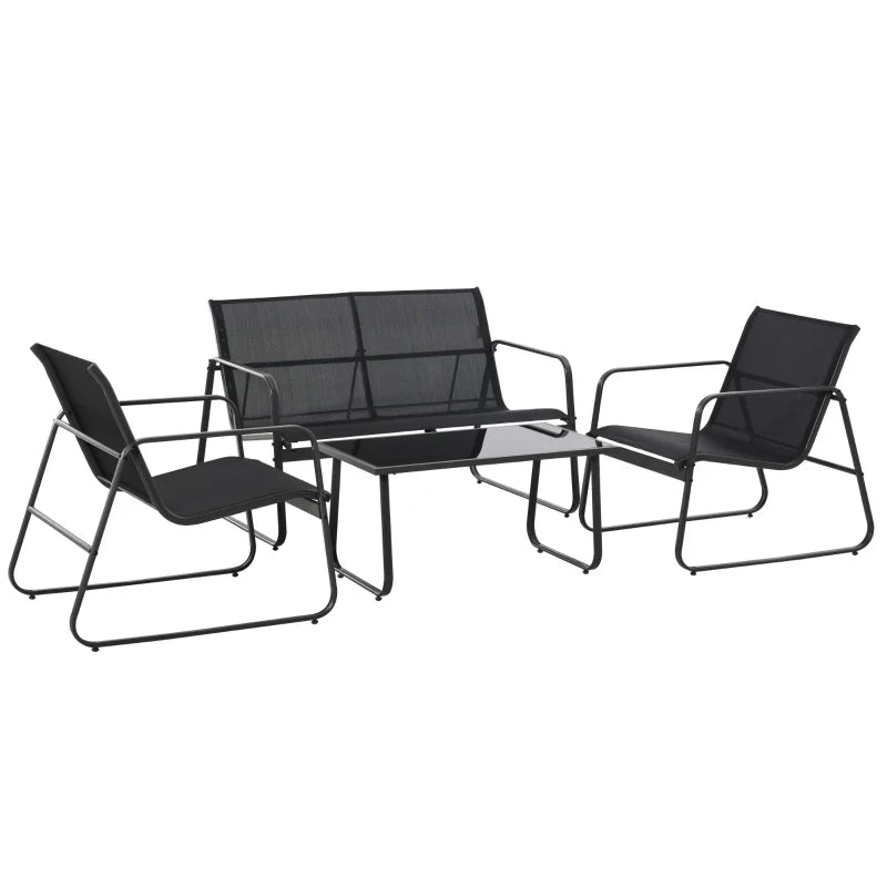 Four-Piece Minimalistic Garden Sofa Set - Black